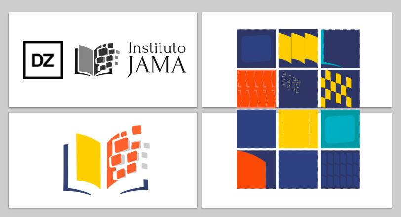 Projeto de Comunicação DZ com aplicação de marca do Instituto Jama